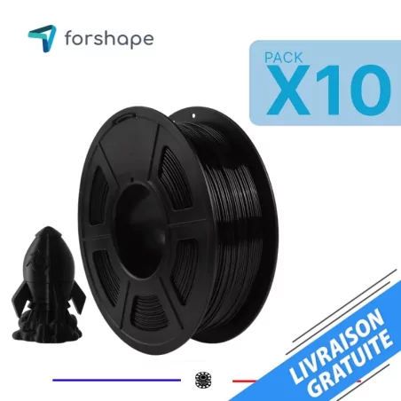 Pack x10 ecoPETG Noir Forshape - 1,75 mm - 10 kg