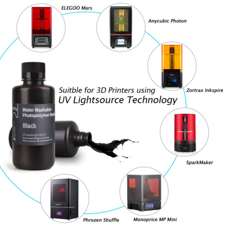 Résine Lavable à l'eau Noire Elegoo - 1000 ml (2) Résine Lavable à l'eau Noire Elegoo - 1000 ml (2)