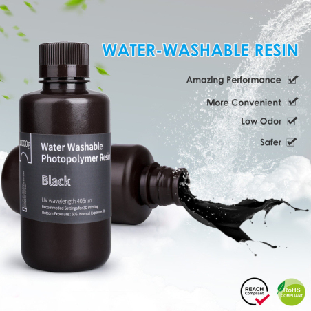 Résine Lavable à l'eau Noire Elegoo - 1000 ml (4) Résine Lavable à l'eau Noire Elegoo - 1000 ml (4)
