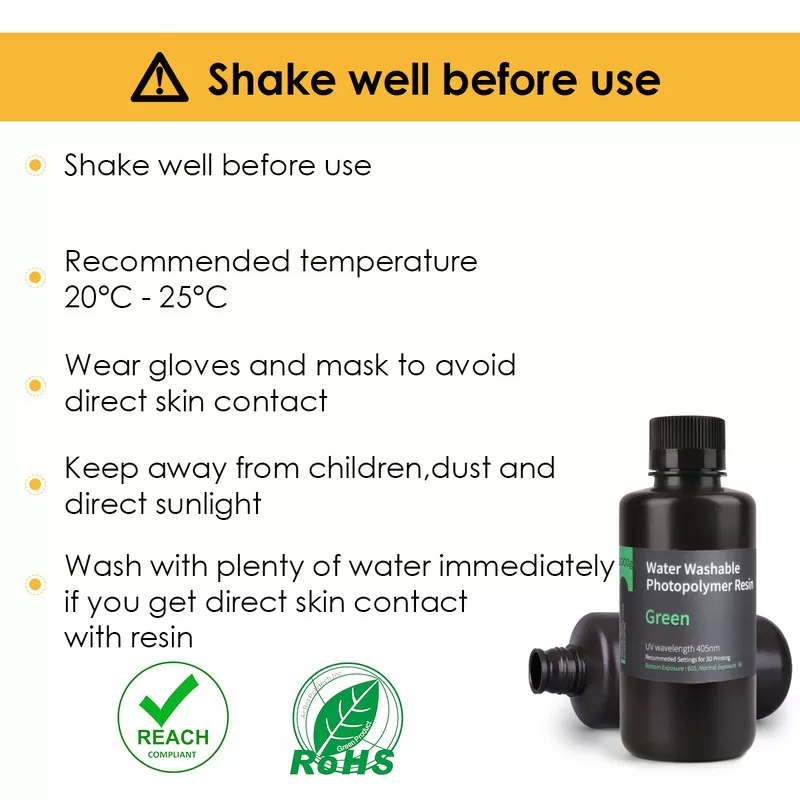 Résine Lavable à l'eau Verte Elegoo - 1000 ml (3) Résine Lavable à l'eau Verte Elegoo - 1000 ml (3)