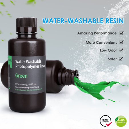 Résine Lavable à l'eau Verte Elegoo - 1000 ml (4) Résine Lavable à l'eau Verte Elegoo - 1000 ml (4)