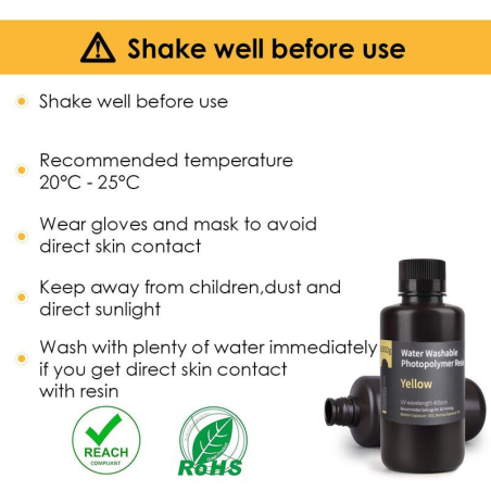 Résine Lavable à l'eau Jaune Elegoo - 1000 ml (4) Résine Lavable à l'eau Jaune Elegoo - 1000 ml (4)