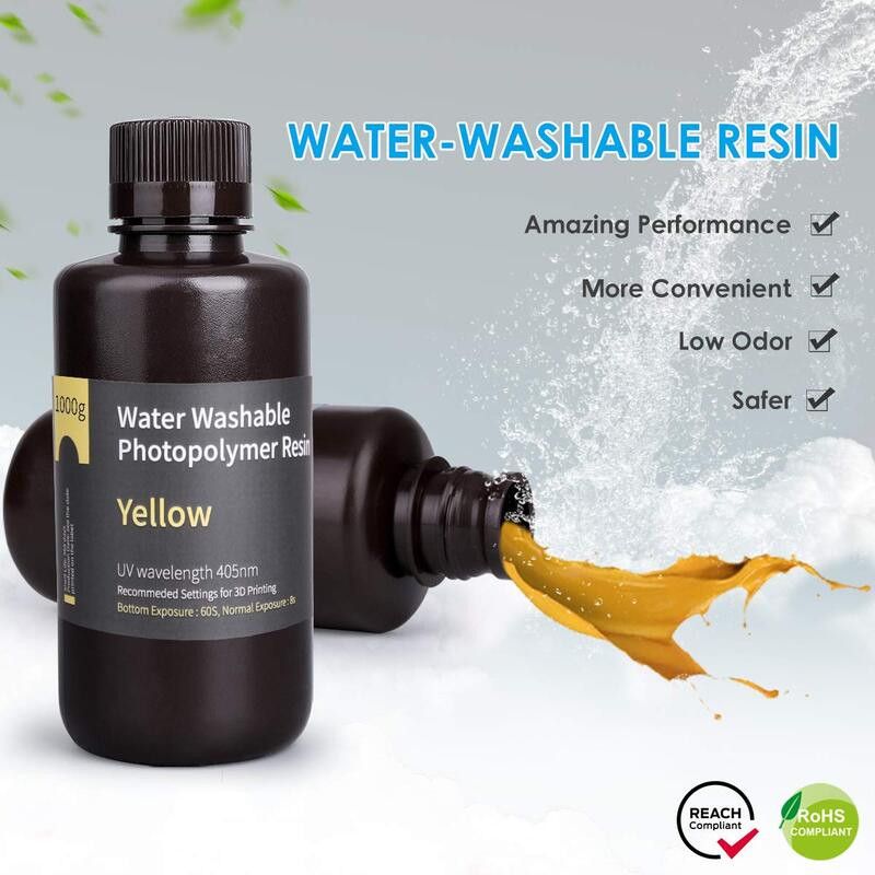 Résine Lavable à l'eau Jaune Elegoo - 1000 ml (2)