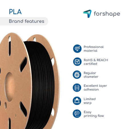 Pack PLA Noir X 12 bobines Forshape - 2.85mm - 750g Pack PLA Noir X 12 bobines Forshape - 2.85mm - 750g