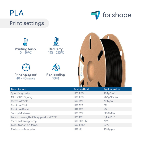 Pack PLA Noir X 3 bobines Forshape - 1.75mm - 750g Pack PLA Noir X 3 bobines Forshape - 1.75mm - 750g