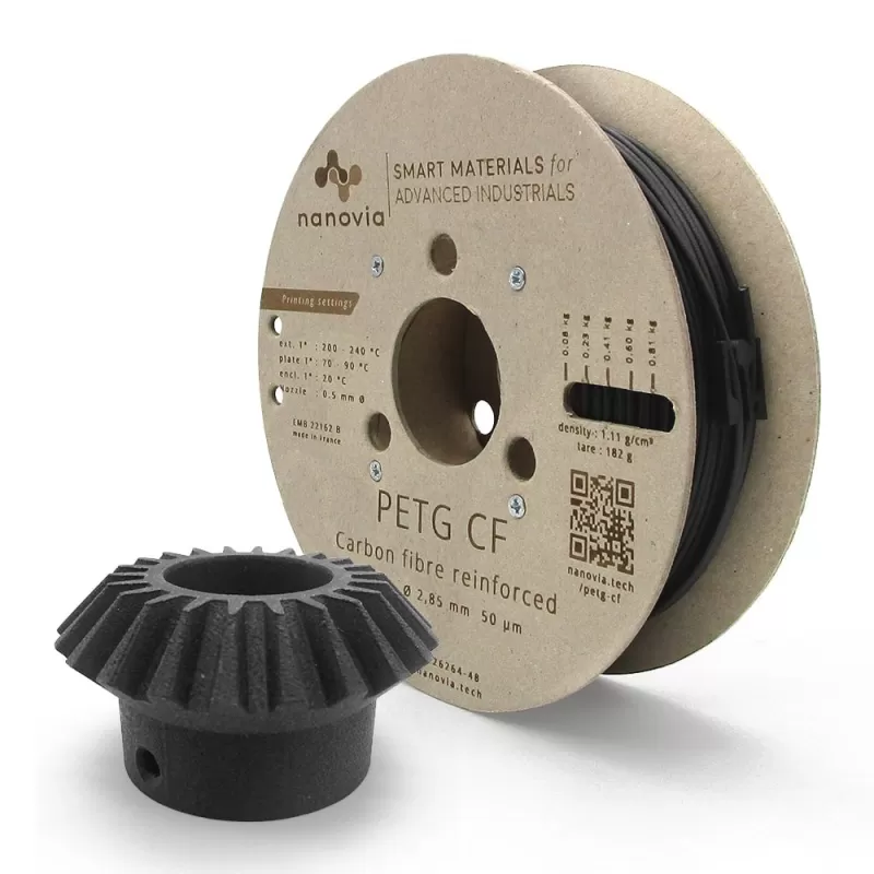 PETG CF Nanovia (renforcé en fibres de carbone) - 1.75 mm - 500g PETG CF Nanovia (renforcé en fibres de carbone) - 1.75 mm - 500g