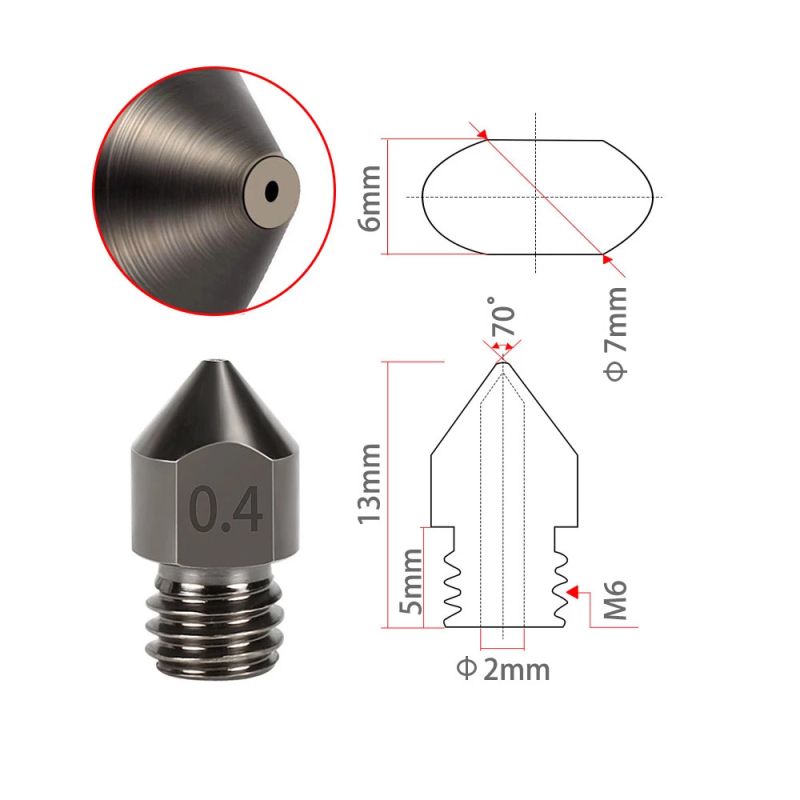 8 PièCes Mk8 0.4Mm/1.75Mm Buses D'Imprimante 3D Buses D'Extrudeuse en Acier