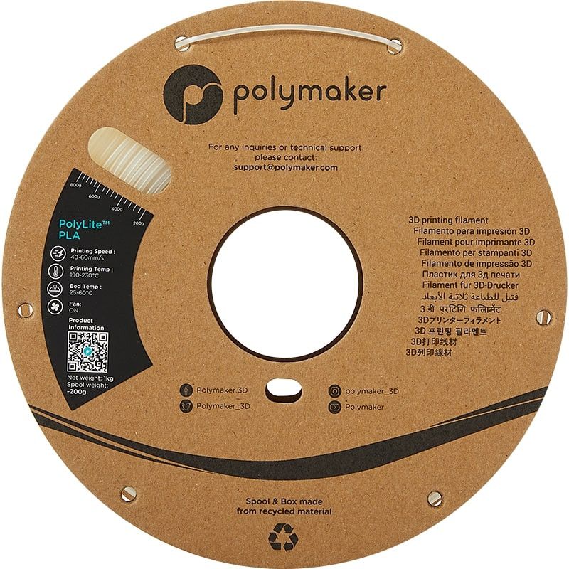 Achat PolyTerra PLA+ Blanc - 1.75mm - 1 kg - Polyfab3D