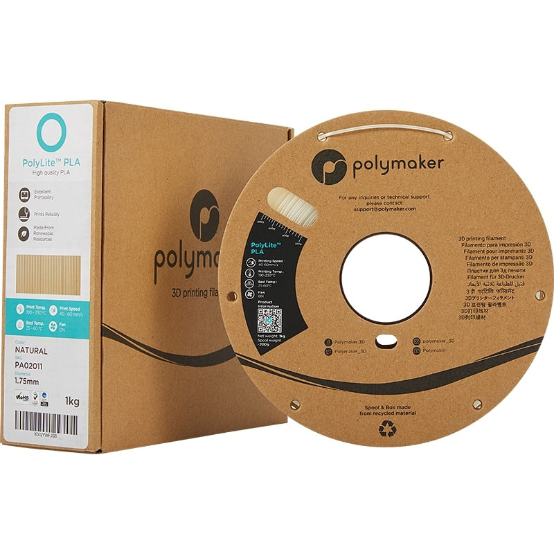PolyLite PLA Naturel - 1.75mm - 1 kg emballage carton