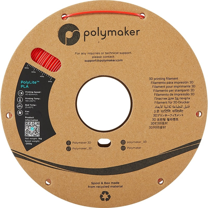 PolyLite PLA Rouge - 1.75mm - 1 kg
