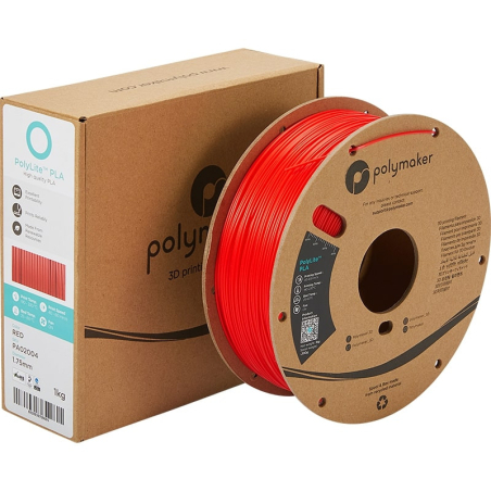Enrouleur en carton PolyLite PLA Rouge - 1.75mm - 1 kg
