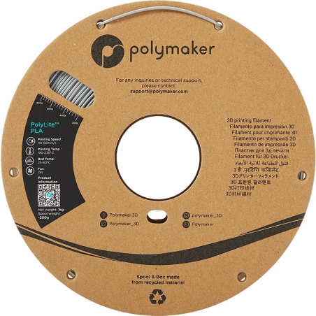 PLA Gris Premium Polymaker - 1.75mm - 1 kg PLA Gris Premium Polymaker - 1.75mm - 1 kg