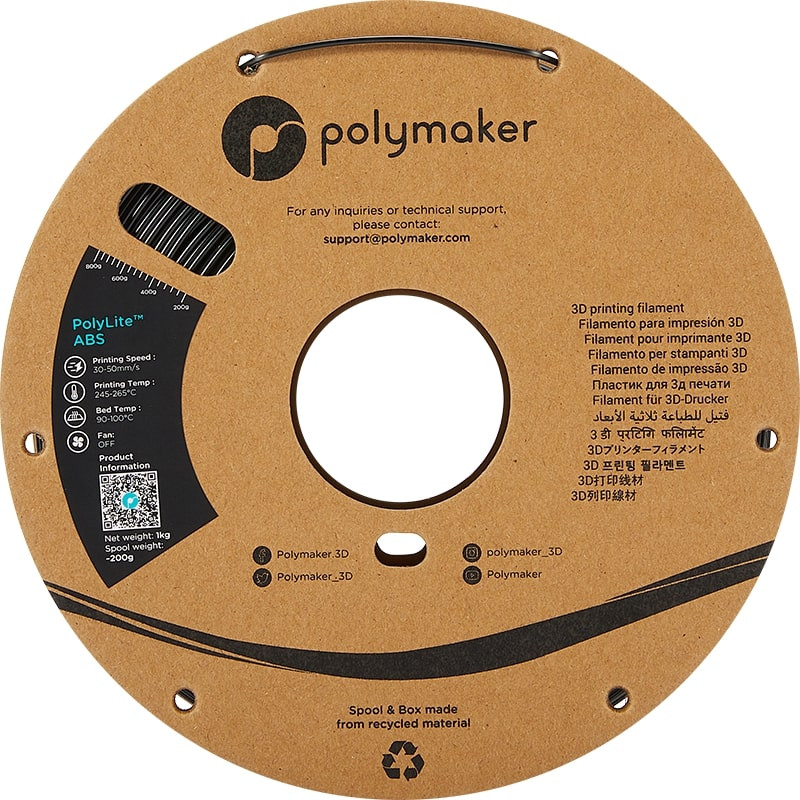 Filament ABS Noir Polymaker 2.85mm - 1 kg