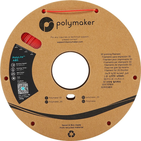 Polymaker PolyLite ABS Rouge - 2.85mm - 1 kg Polymaker PolyLite ABS Rouge - 2.85mm - 1 kg