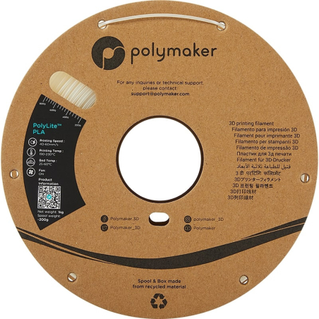 PolyLite PLA Naturel Polymaker - 2.85mm - 1 kg