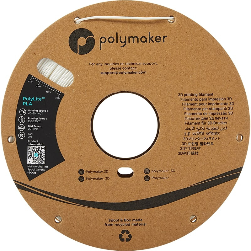 PolyLite PLA Blanc Polymaker - 2.85mm - 1 kg