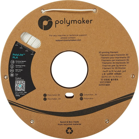 PolyLite PLA Blanc Polymaker - 2.85mm - 1 kg PolyLite PLA Blanc Polymaker - 2.85mm - 1 kg