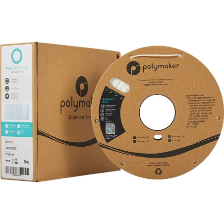 Packaging PolyLite PLA Blanc Polymaker - 2.85mm - 1 kg