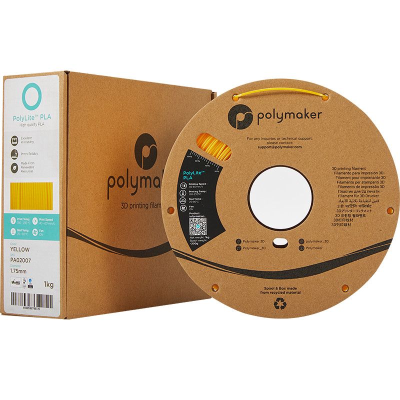 Packaging PolyLite PLA Jaune - 2.85mm - 1 kg