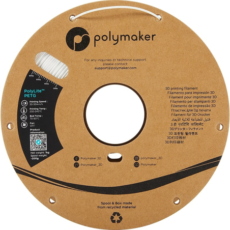 Filament PETG Blanc Polymaker - 1.75mm - 1 kg