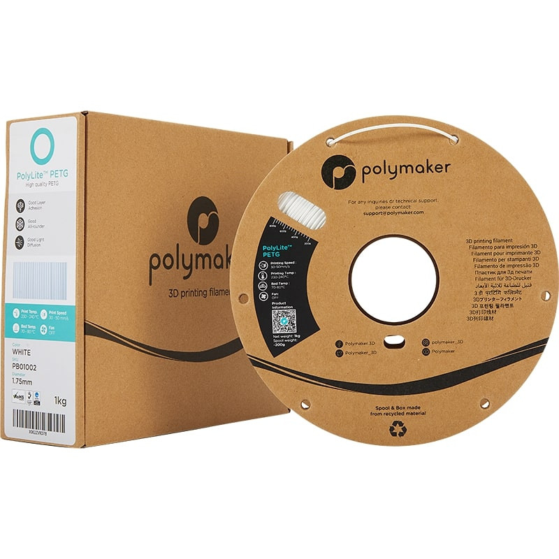 Packaging PolyLite PETG Blanc - 2.85mm - 1 kg