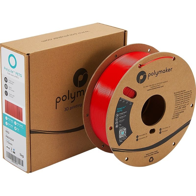 Emballage PolyLite PETG Rouge - 1.75mm - 1 kg