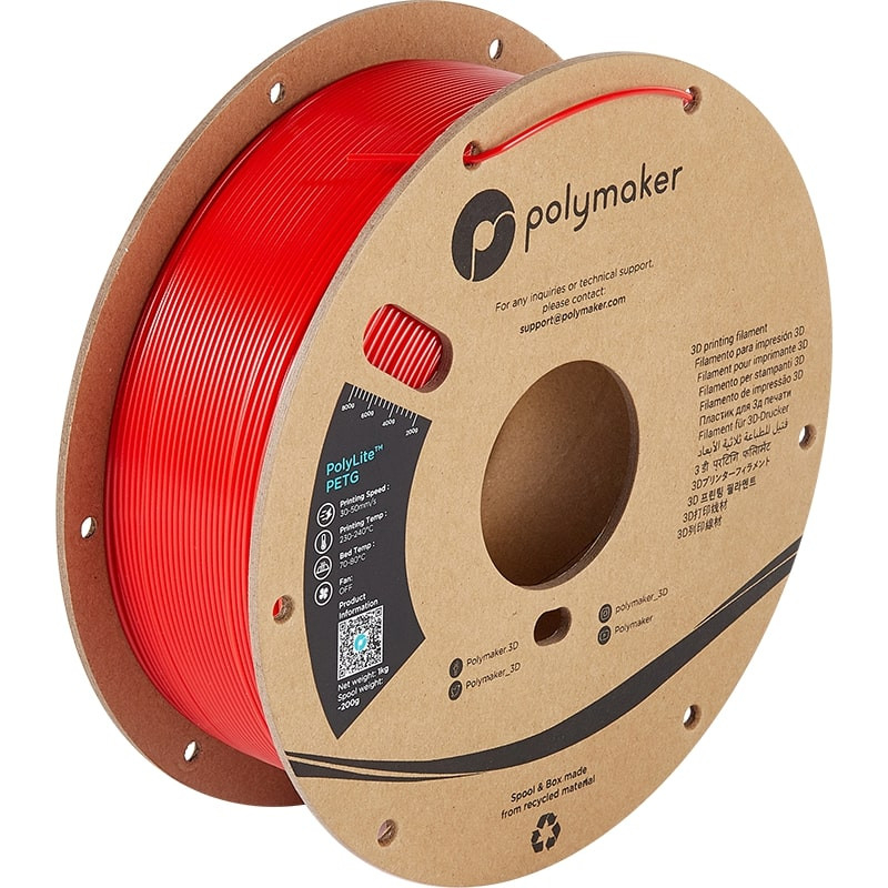 PolyLite PETG Rouge Polymaker - 1.75mm - 1 kg