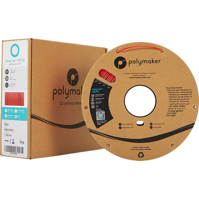 Packaging PolyLite PETG Rouge - 1.75mm - 1 kg