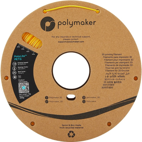 PolyLite PETG Jaune Polymaker - 1.75mm - 1 kg PolyLite PETG Jaune Polymaker - 1.75mm - 1 kg