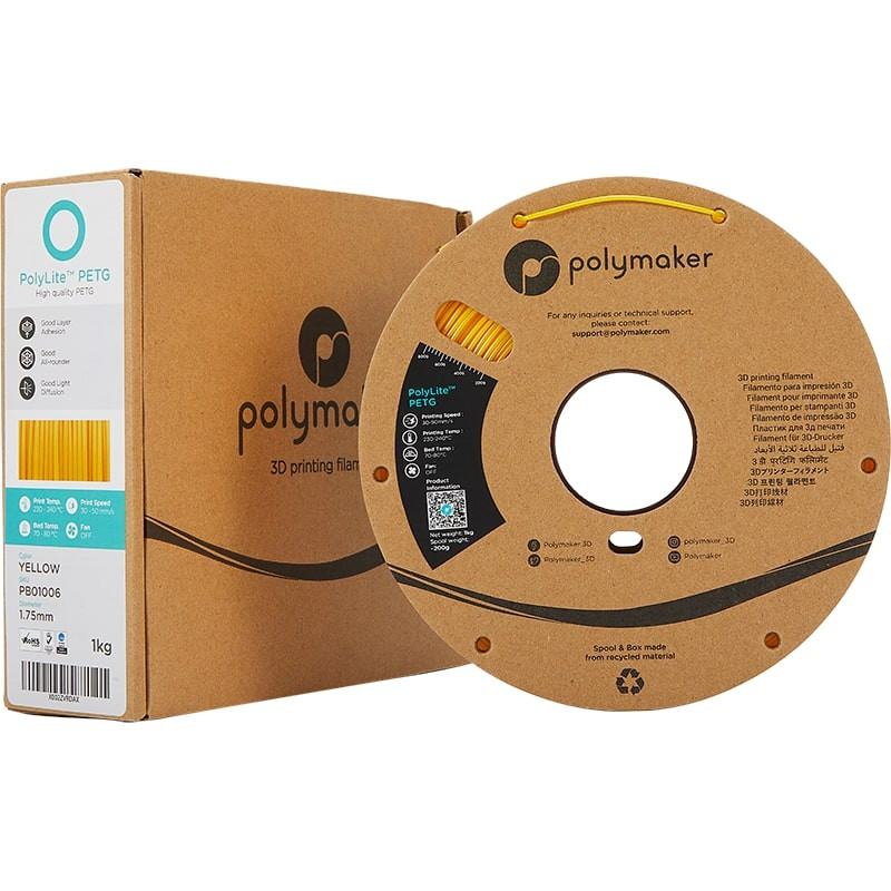 Packaging PolyLite PETG Jaune - 1.75mm - 1 kg