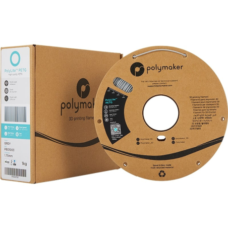 Packaging PolyLite PETG Gris - 1.75mm - 1 kg