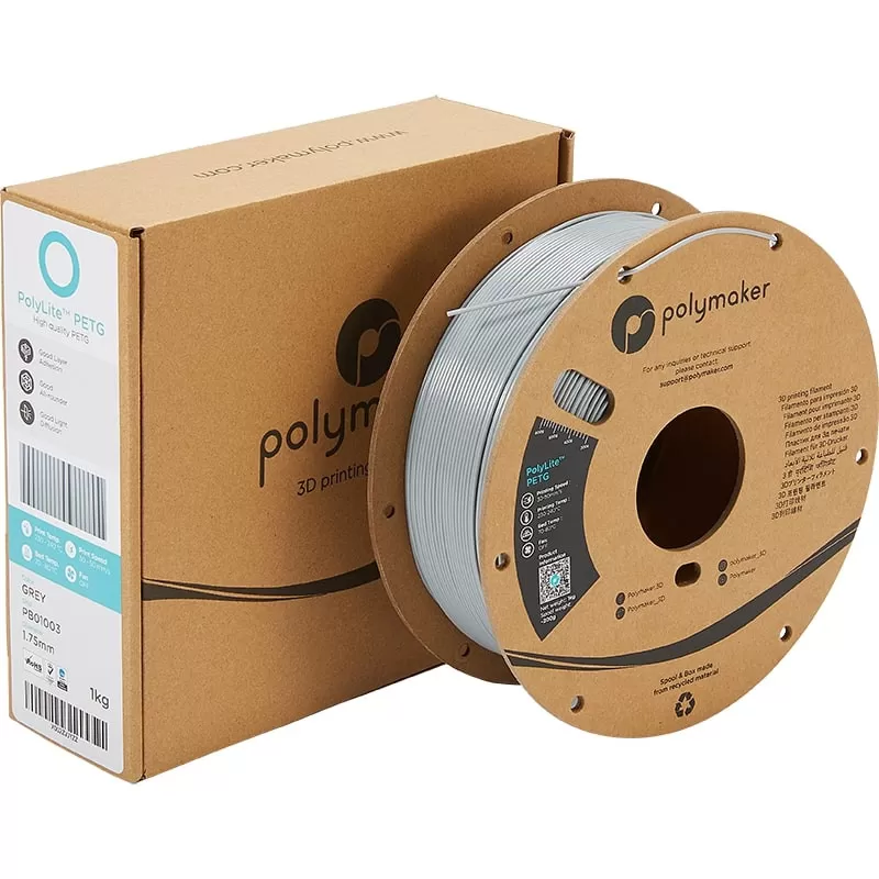 Emballage PolyLite PETG Gris - 2.85mm - 1 kg Emballage PolyLite PETG Gris - 2.85mm - 1 kg
