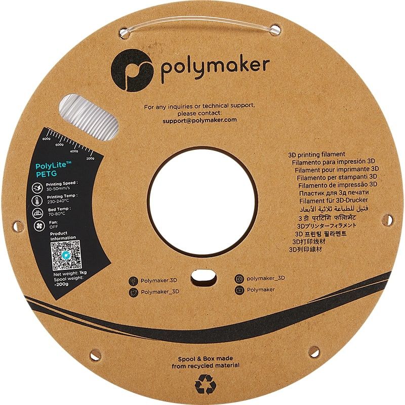 PolyLite PETG Transparent Polymaker - 2.85mm - 1 kg