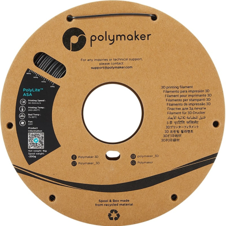 Polymaker PolyLite ASA Noir - 2.85mm - 1 kg Polymaker PolyLite ASA Noir - 2.85mm - 1 kg