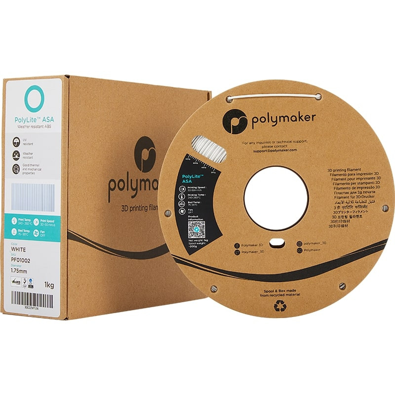 Packaging PolyLite ASA Blanc - 1.75mm - 1 kg