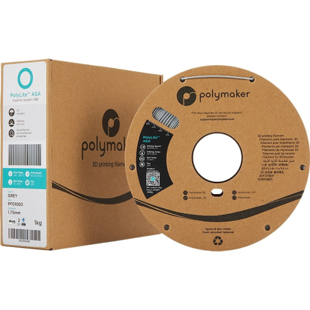 Packaging PolyLite ASA Gris - 1.75mm - 1 kg Packaging PolyLite ASA Gris - 1.75mm - 1 kg