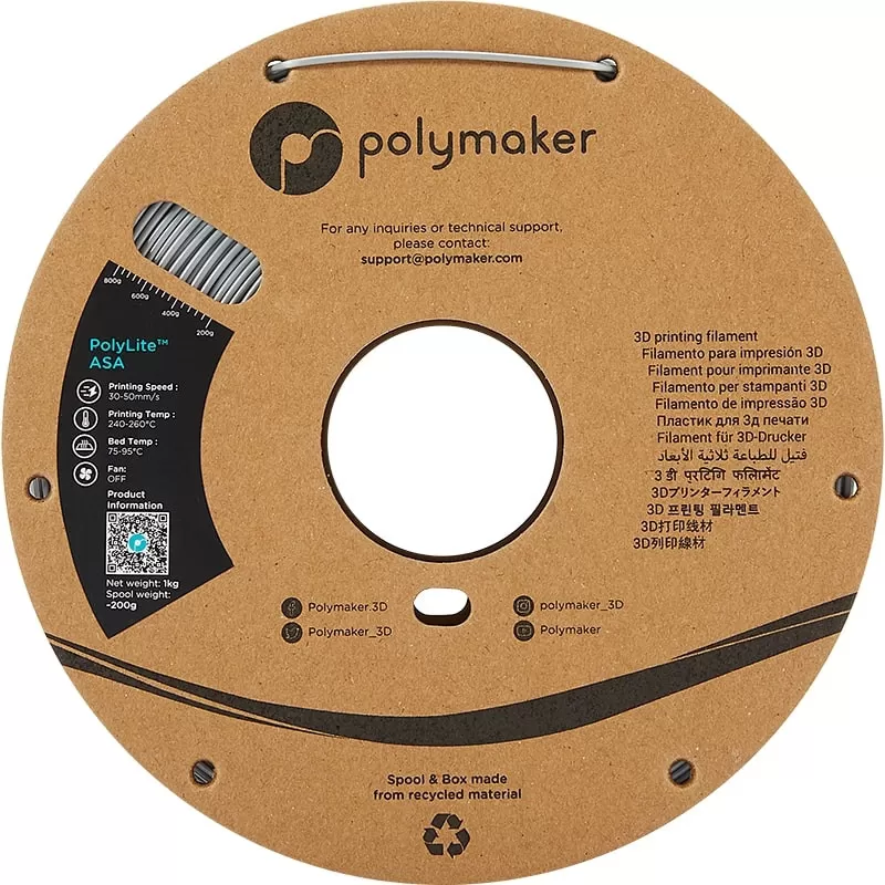 Filament PolyLite ASA Gris - 2.85mm - 1 kg Filament PolyLite ASA Gris - 2.85mm - 1 kg
