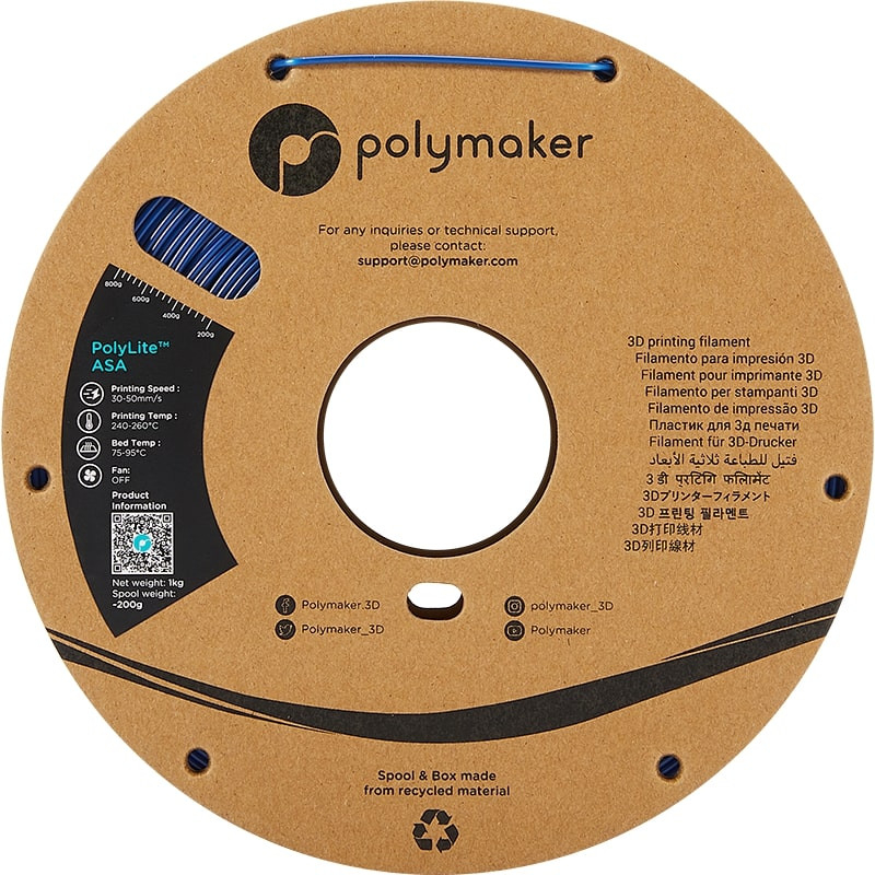 PolyLite ASA Bleu Polymaker - 1.75mm - 1 kg