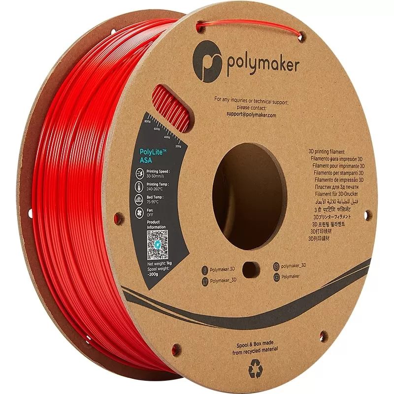PolyLite ASA Rouge - 1.75mm - 1 kg PolyLite ASA Rouge - 1.75mm - 1 kg