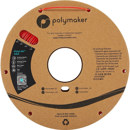 Filament PolyLite ASA Rouge - 1.75mm - 1 kg