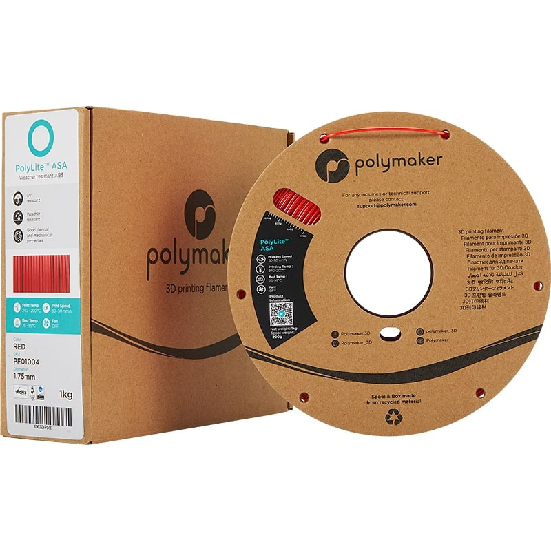 Packaging PolyLite ASA Rouge - 2.85mm - 1 kg