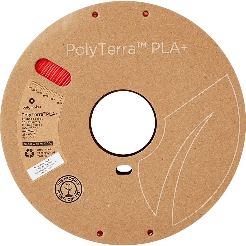 Bobine PolyTerra+ PLA Rouge - 1.75mm - 1 kg