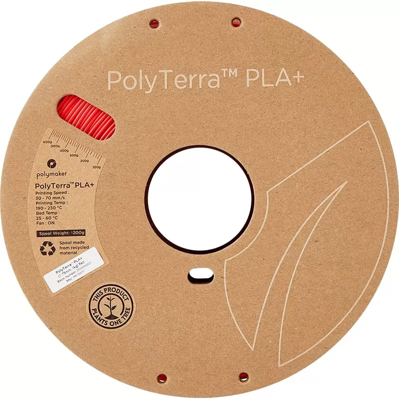 Bobine PolyTerra+ PLA Rouge - 1.75mm - 1 kg Bobine PolyTerra+ PLA Rouge - 1.75mm - 1 kg
