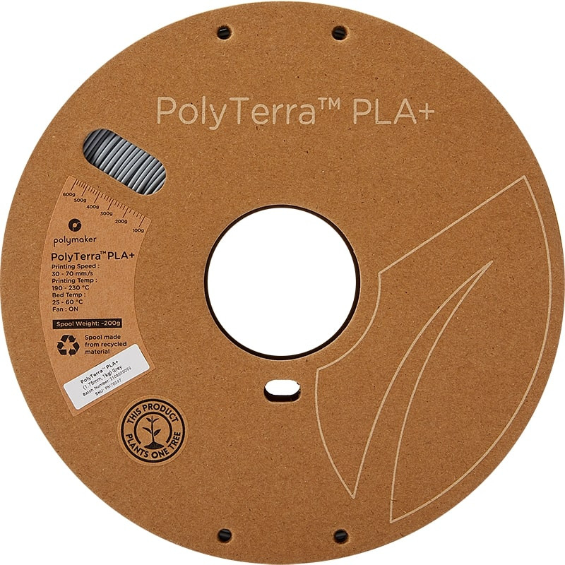 Filament PolyTerra+ PLA+ Gris - 1.75mm - 1 kg