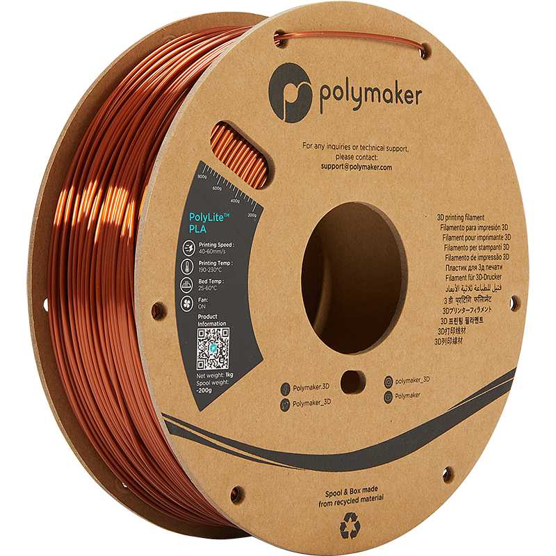 Achat Polylite Silk PLA Bronze - 1.75mm - 1 kg - Polyfab3D