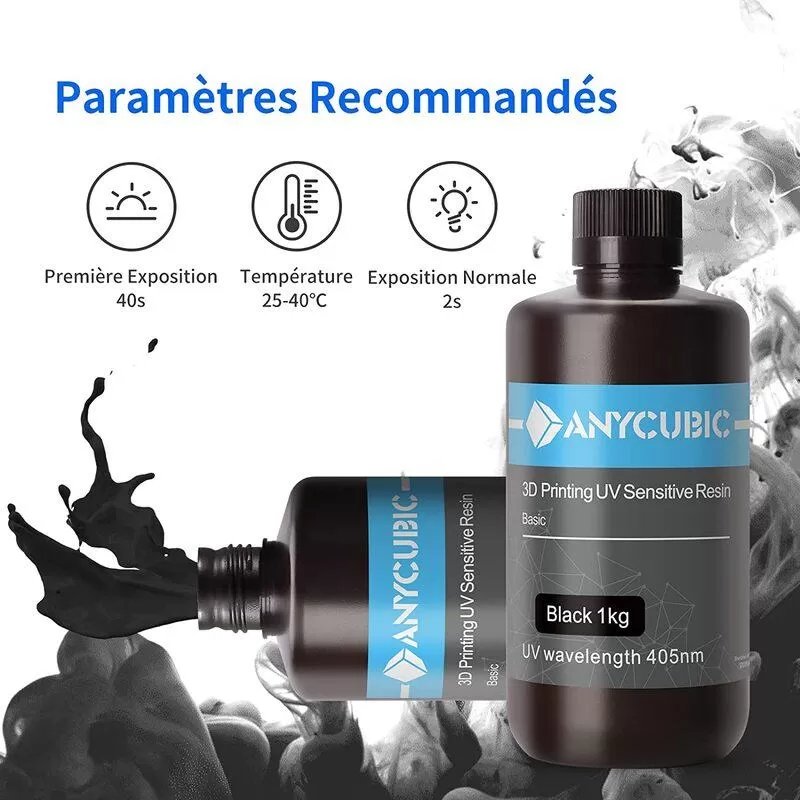 Paramètre recommandé résine standard Noire Anycubic - 1Kg Paramètre recommandé résine standard Noire Anycubic - 1Kg