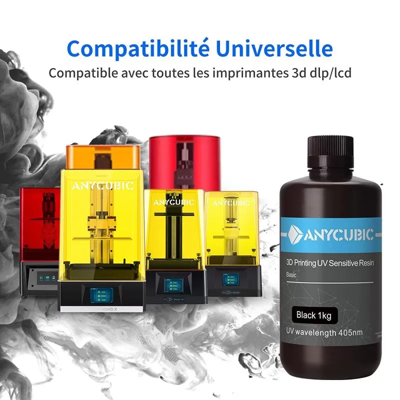 Compatibilité résine standard Noire Anycubic - 1Kg Compatibilité résine standard Noire Anycubic - 1Kg