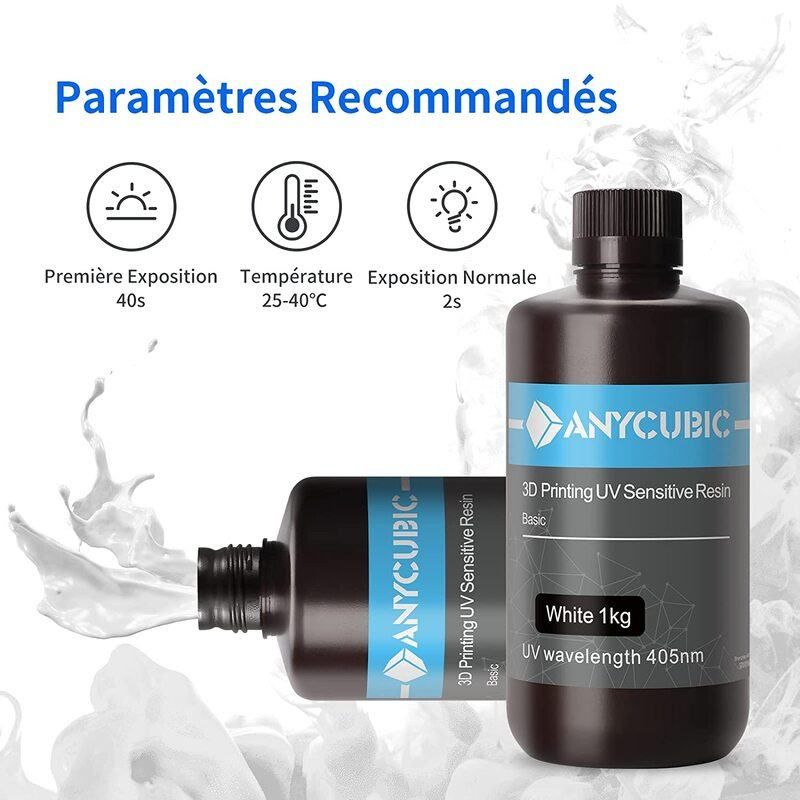 Paramètres résine standard Blanche Anycubic - 1000 ml