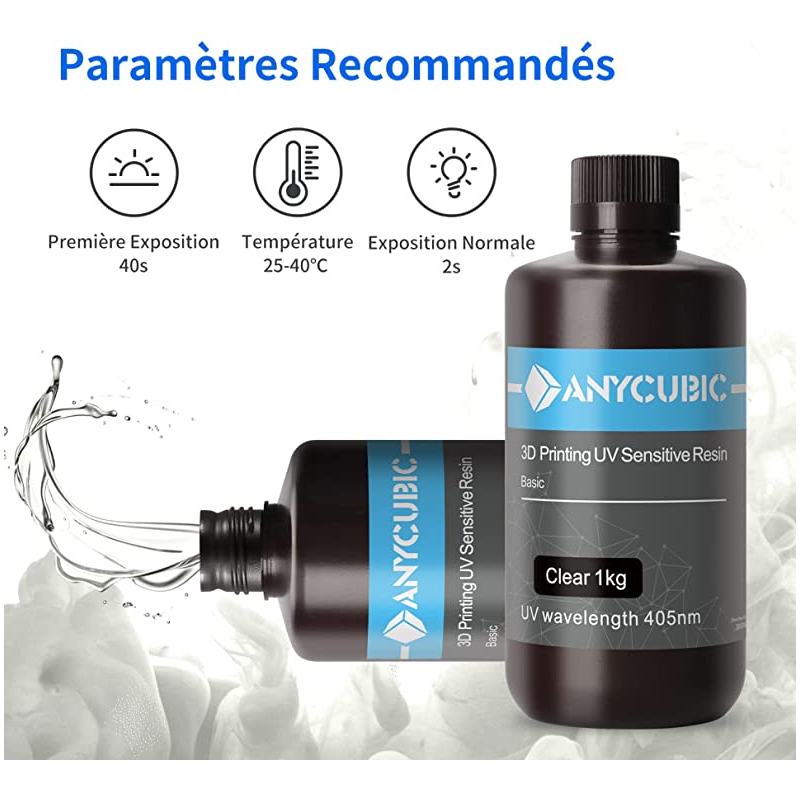 Résine 3D SuperValue 1000g Transparente - Faible Coût, Viscosité Basse, Compatible LCD | Pour Impressions Précises, Fermes D'impression