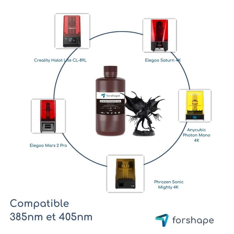 Compatibilité résine 8K Noire Forshape Premium - 1Kg